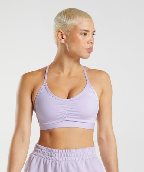 Women's Gymshark Ruched Sports Bra Light Purple | NZ 9CHGZQ